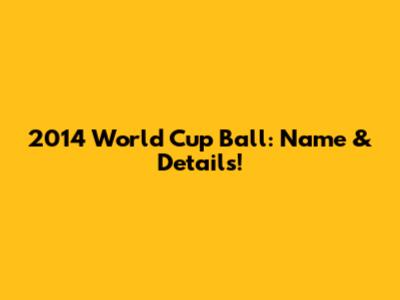 2014 World Cup Ball: Name & Details!