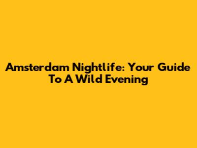 Amsterdam Nightlife: Your Guide To A Wild Evening