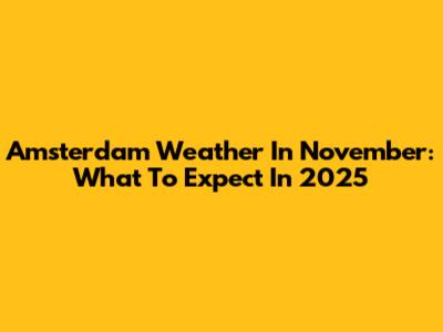 Amsterdam Weather In November: What To Expect In 2025