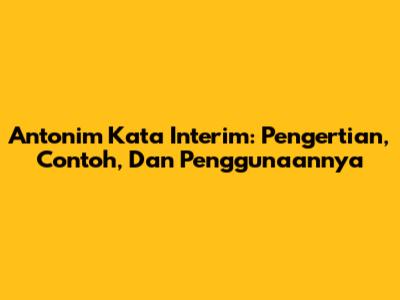 Antonim Kata Interim: Pengertian, Contoh, Dan Penggunaannya