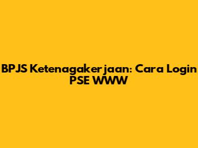 BPJS Ketenagakerjaan: Cara Login PSE WWW
