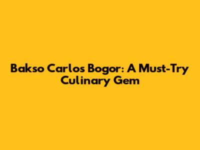 Bakso Carlos Bogor: A Must-Try Culinary Gem