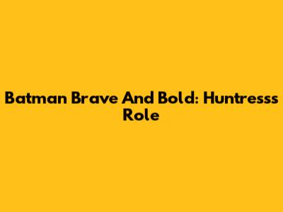Batman Brave And Bold: Huntress's Role