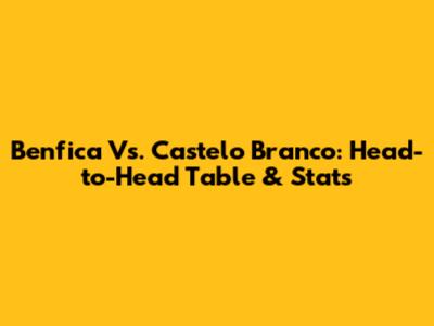 Benfica Vs. Castelo Branco: Head-to-Head Table & Stats