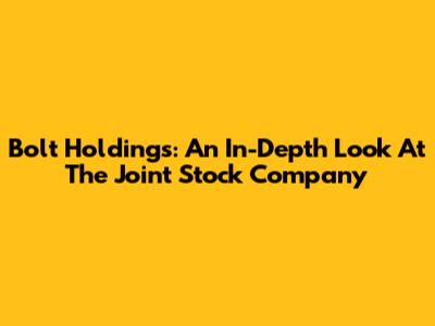 Bolt Holdings: An In-Depth Look At The Joint Stock Company