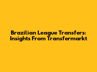 Brazilian League Transfers: Insights From Transfermarkt