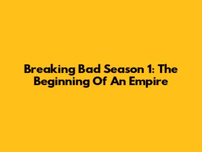 Breaking Bad Season 1: The Beginning Of An Empire