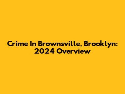 Crime In Brownsville, Brooklyn: 2024 Overview