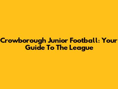 Crowborough Junior Football: Your Guide To The League