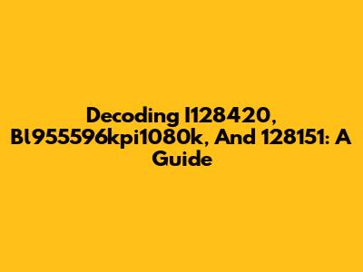 Decoding I128420, Bl955596kpi1080k, And 128151: A Guide