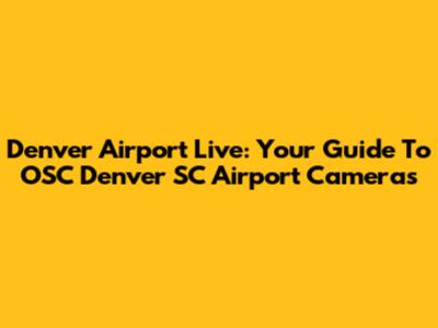 Denver Airport Live: Your Guide To OSC Denver SC Airport Cameras