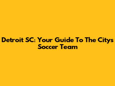 Detroit SC: Your Guide To The City's Soccer Team