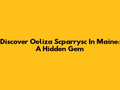 Discover Oeliza Scparrysc In Maine: A Hidden Gem
