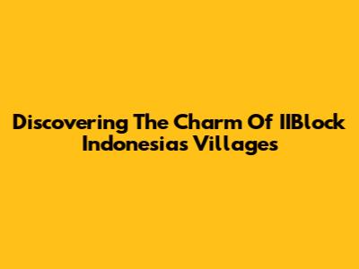 Discovering The Charm Of IIBlock Indonesia's Villages
