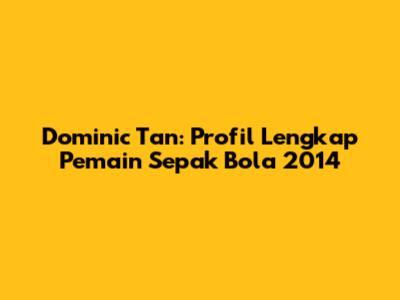 Dominic Tan: Profil Lengkap Pemain Sepak Bola 2014