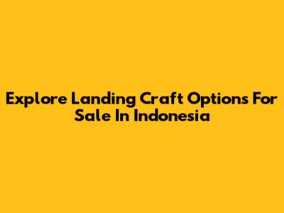 Explore Landing Craft Options For Sale In Indonesia