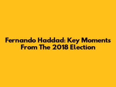 Fernando Haddad: Key Moments From The 2018 Election