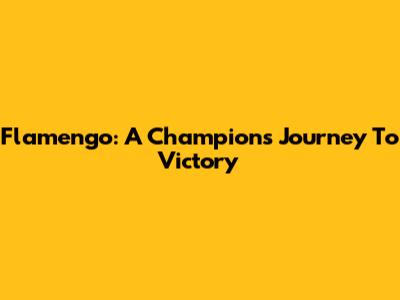 Flamengo: A Champion's Journey To Victory