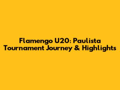 Flamengo U20: Paulista Tournament Journey & Highlights