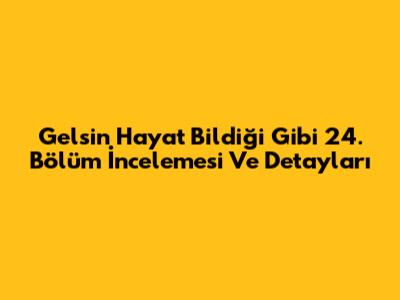 Gelsin Hayat Bildiği Gibi 24. Bölüm İncelemesi Ve Detayları