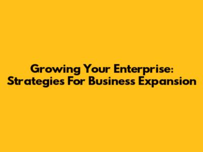 Growing Your Enterprise: Strategies For Business Expansion