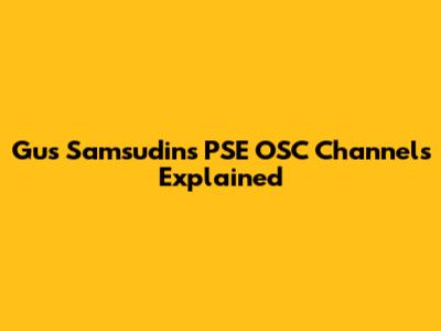 Gus Samsudin's PSE OSC Channels Explained