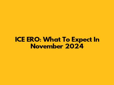 ICE ERO: What To Expect In November 2024