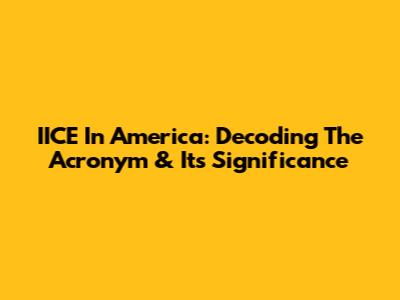 IICE In America: Decoding The Acronym & Its Significance