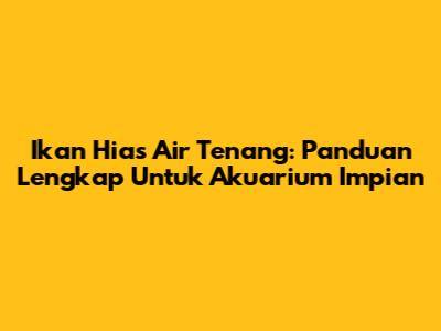 Ikan Hias Air Tenang: Panduan Lengkap Untuk Akuarium Impian
