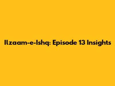 Ilzaam-e-Ishq: Episode 13 Insights