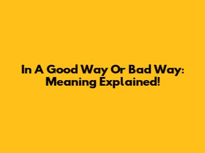In A Good Way Or Bad Way: Meaning Explained!