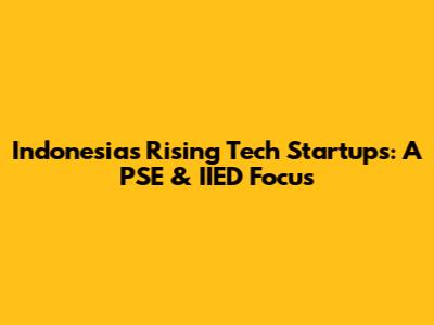 Indonesia's Rising Tech Startups: A PSE & IIED Focus