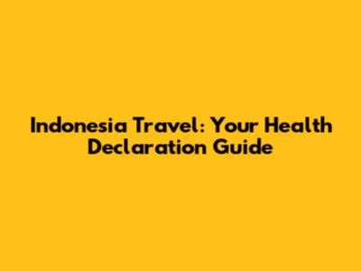 Indonesia Travel: Your Health Declaration Guide
