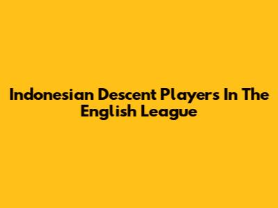 Indonesian Descent Players In The English League
