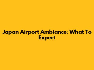 Japan Airport Ambiance: What To Expect