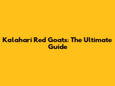 Kalahari Red Goats: The Ultimate Guide