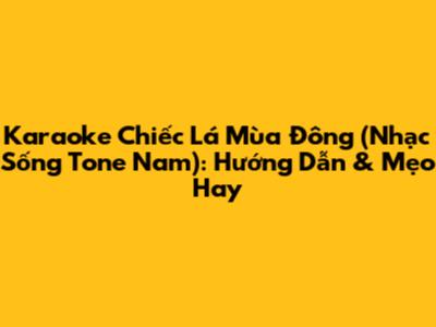 Karaoke 'Chiếc Lá Mùa Đông' (Nhạc Sống Tone Nam): Hướng Dẫn & Mẹo Hay