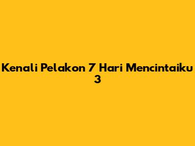 Kenali Pelakon 7 Hari Mencintaiku 3