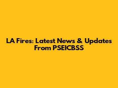 LA Fires: Latest News & Updates From PSEICBSS