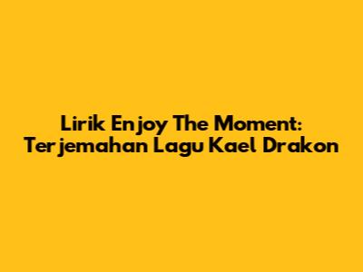 Lirik Enjoy The Moment: Terjemahan Lagu Kael Drakon