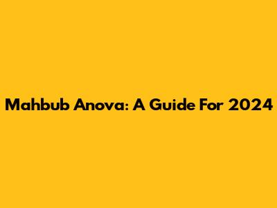 Mahbub Anova: A Guide For 2024