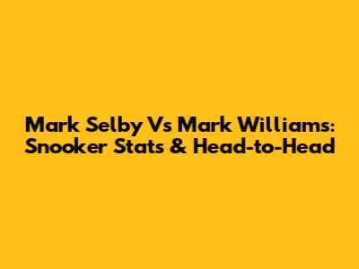 Mark Selby Vs Mark Williams: Snooker Stats & Head-to-Head