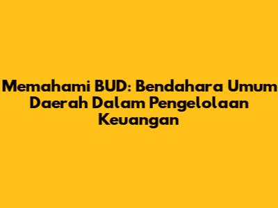 Memahami BUD: Bendahara Umum Daerah Dalam Pengelolaan Keuangan