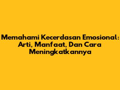 Memahami Kecerdasan Emosional: Arti, Manfaat, Dan Cara Meningkatkannya