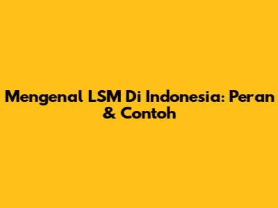 Mengenal LSM Di Indonesia: Peran & Contoh
