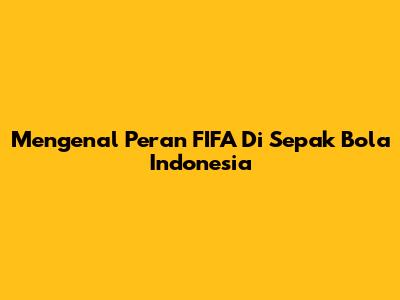 Mengenal Peran FIFA Di Sepak Bola Indonesia