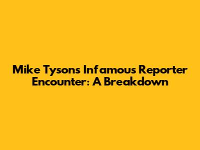 Mike Tyson's Infamous Reporter Encounter: A Breakdown