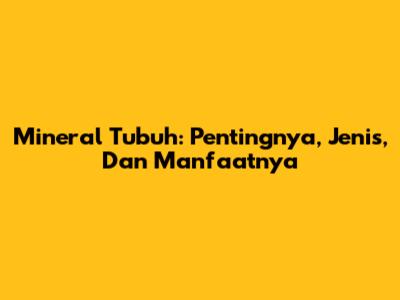 Mineral Tubuh: Pentingnya, Jenis, Dan Manfaatnya