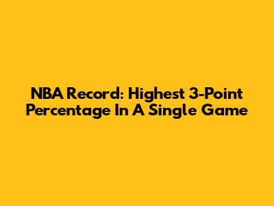 NBA Record: Highest 3-Point Percentage In A Single Game