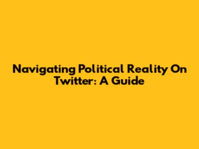 Navigating Political Reality On Twitter: A Guide